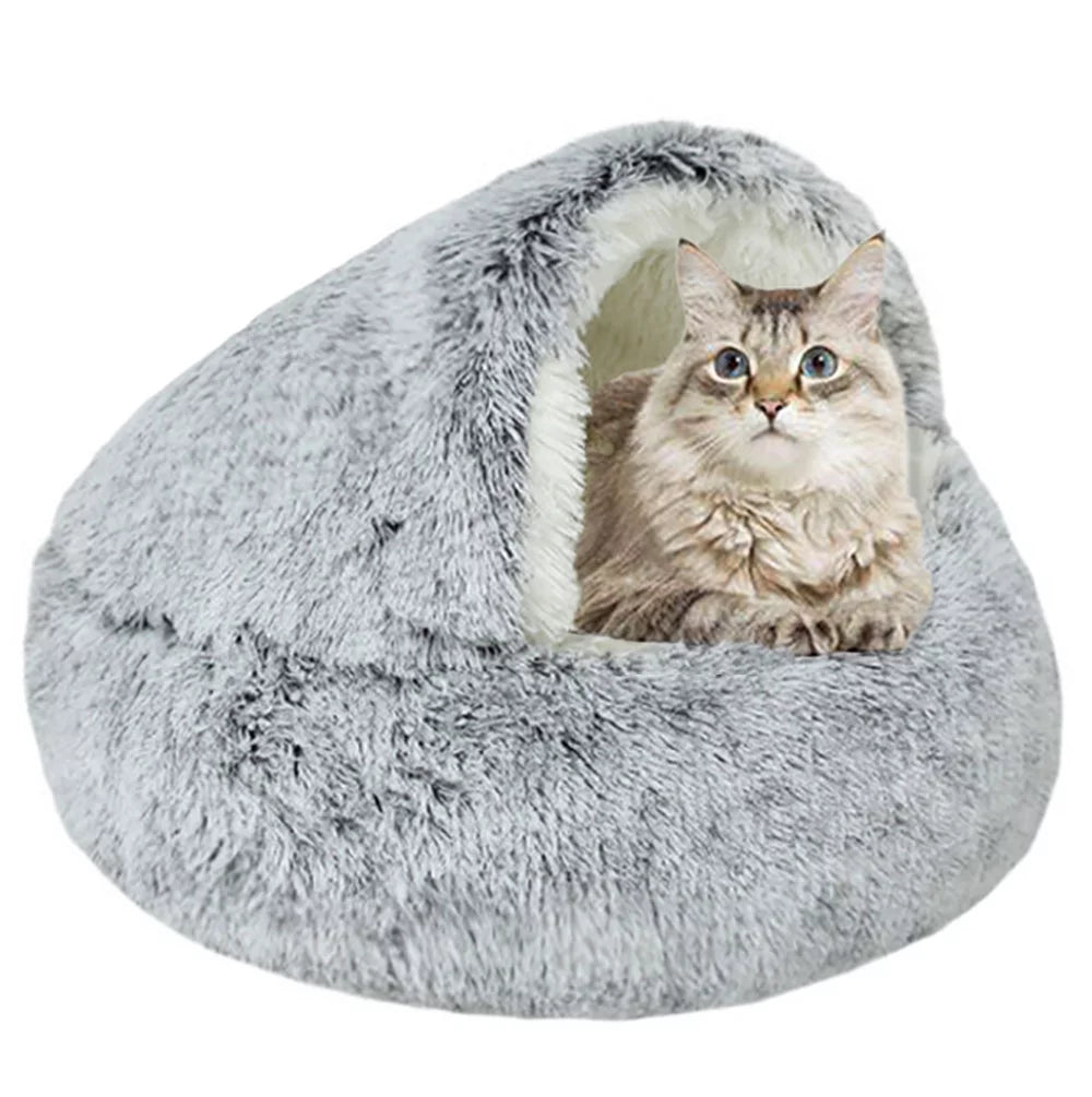 25.6'' Fluffy Long Plush Cat Bed 