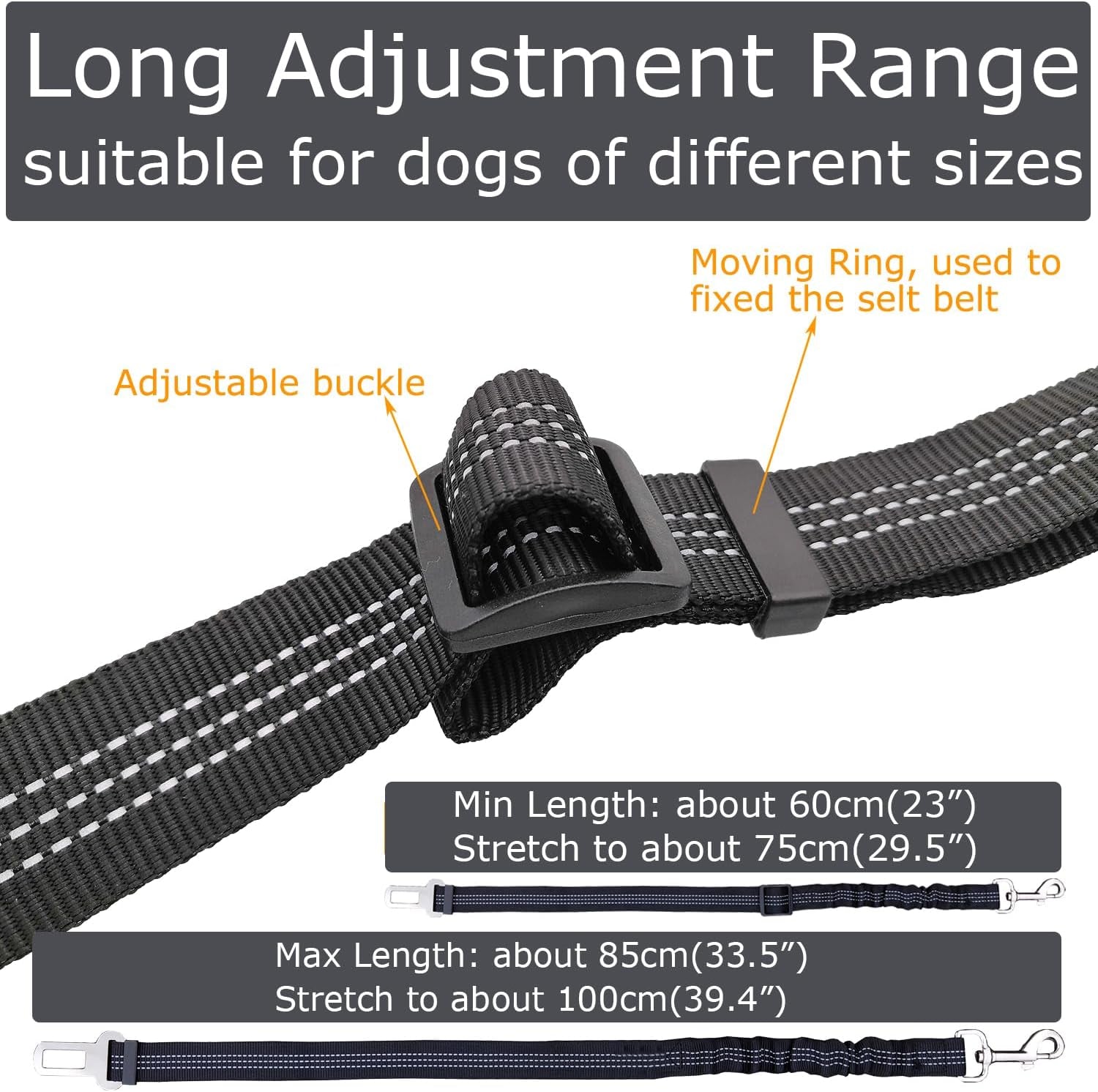 2 Pack Dog Bungee Seatbelt 