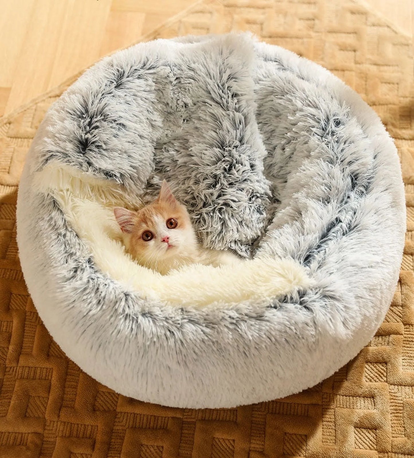 25.6'' Fluffy Long Plush Cat Bed 