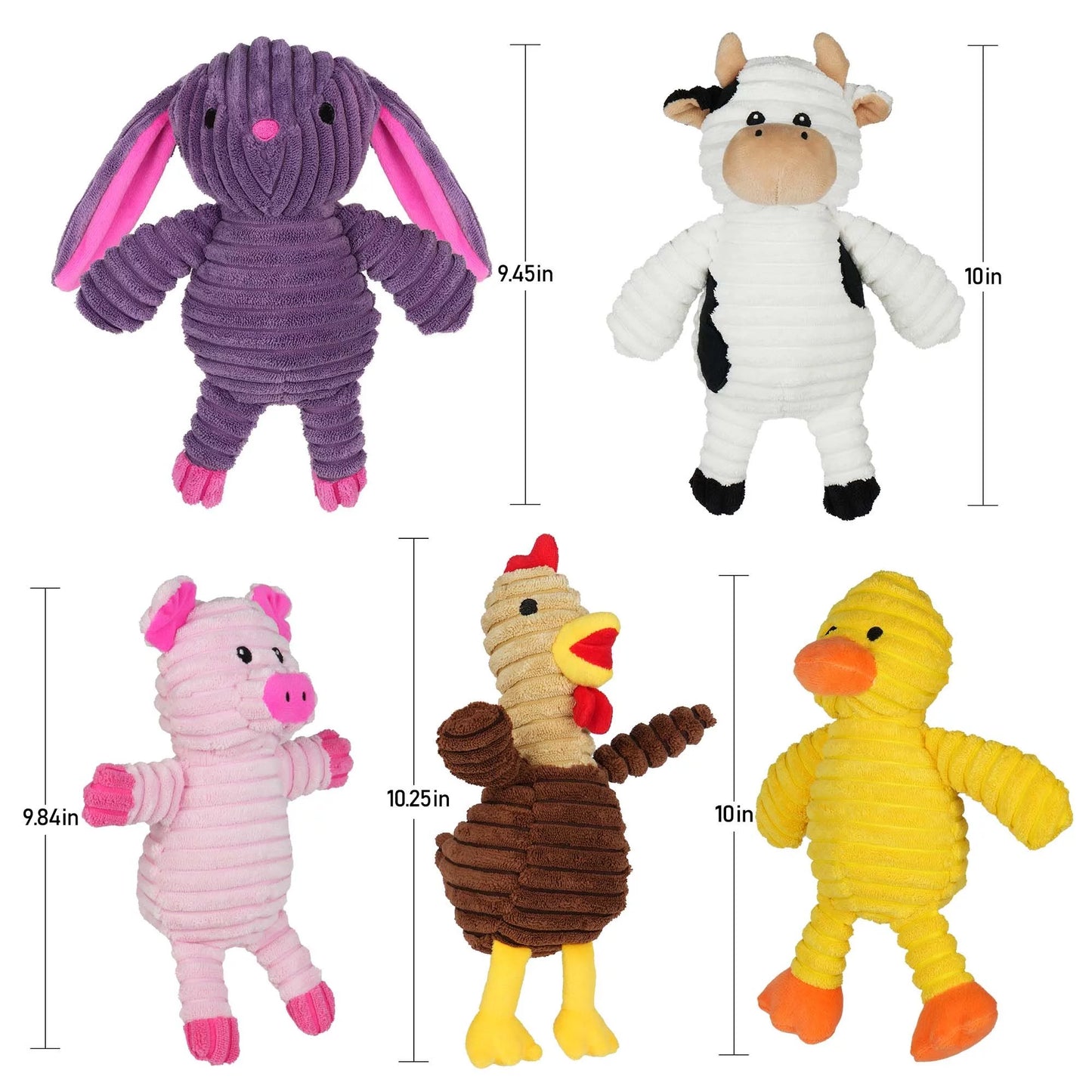 5 Pack Stuffed Squeaky Toys