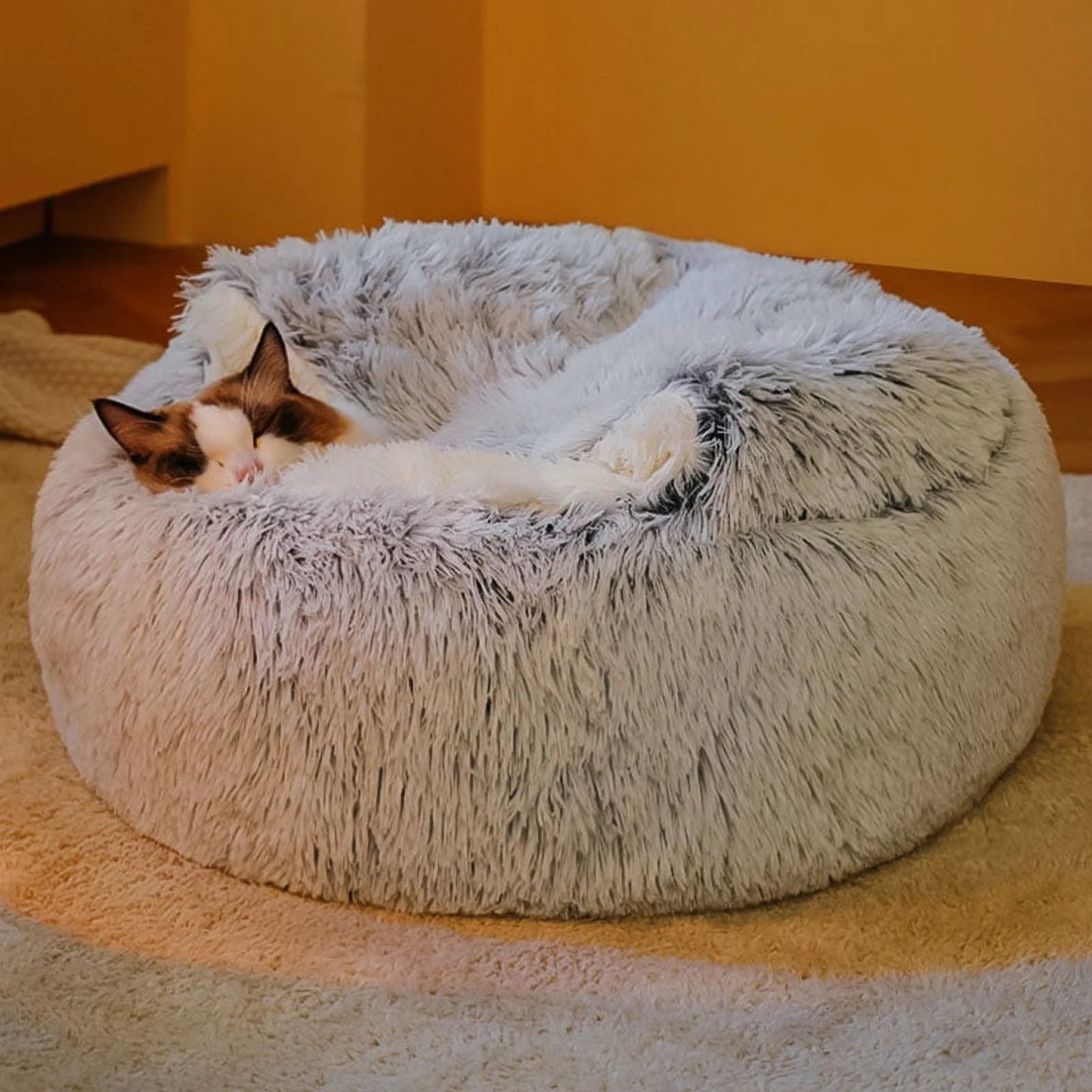 25.6'' Fluffy Long Plush Cat Bed 